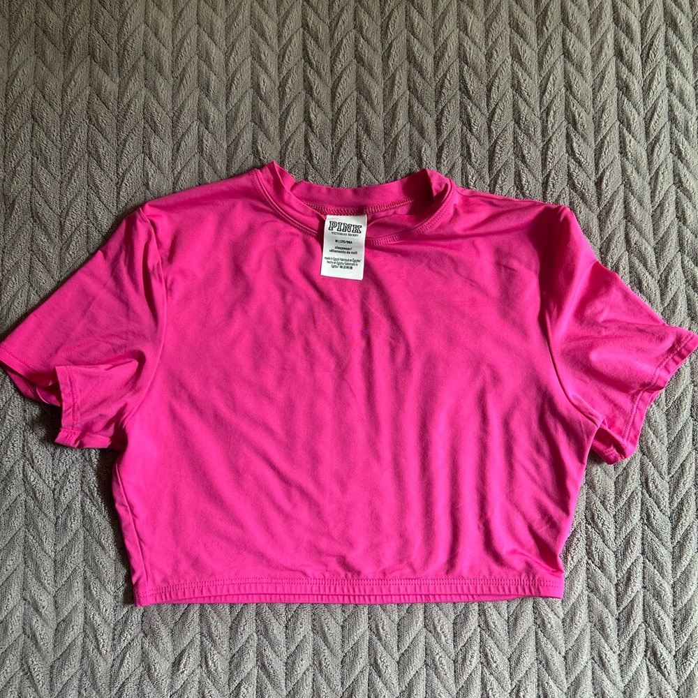 PINK Victoria's Secret Polo Crop T-Shirt Hot Pink